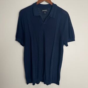 Bonobos Navy Blue Linen Cotton Lightweight Knit Polo V-neck Size Medium